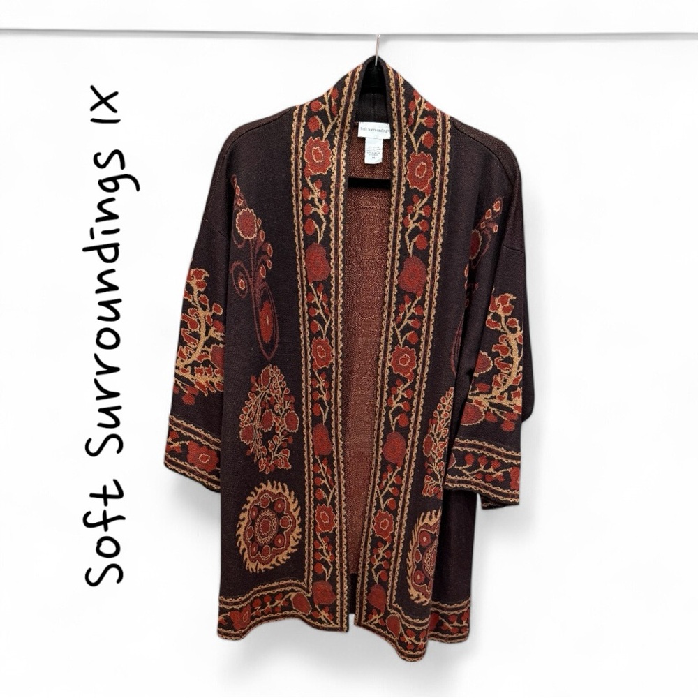 SOFT SURROUNDINGS Open Front Cardigan Sweater 1X Acrylic-wool Blend